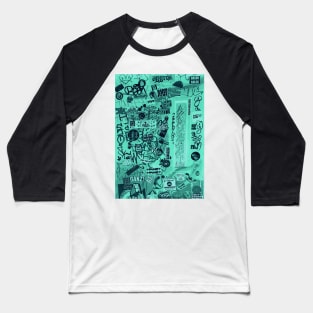 Street Green Tags Graffiti Print Baseball T-Shirt